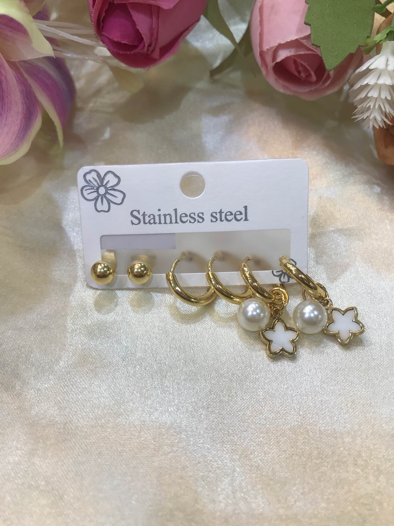 Jewels Of Nepal Gold Plated Stainless Steel Juli Earring Set For Women