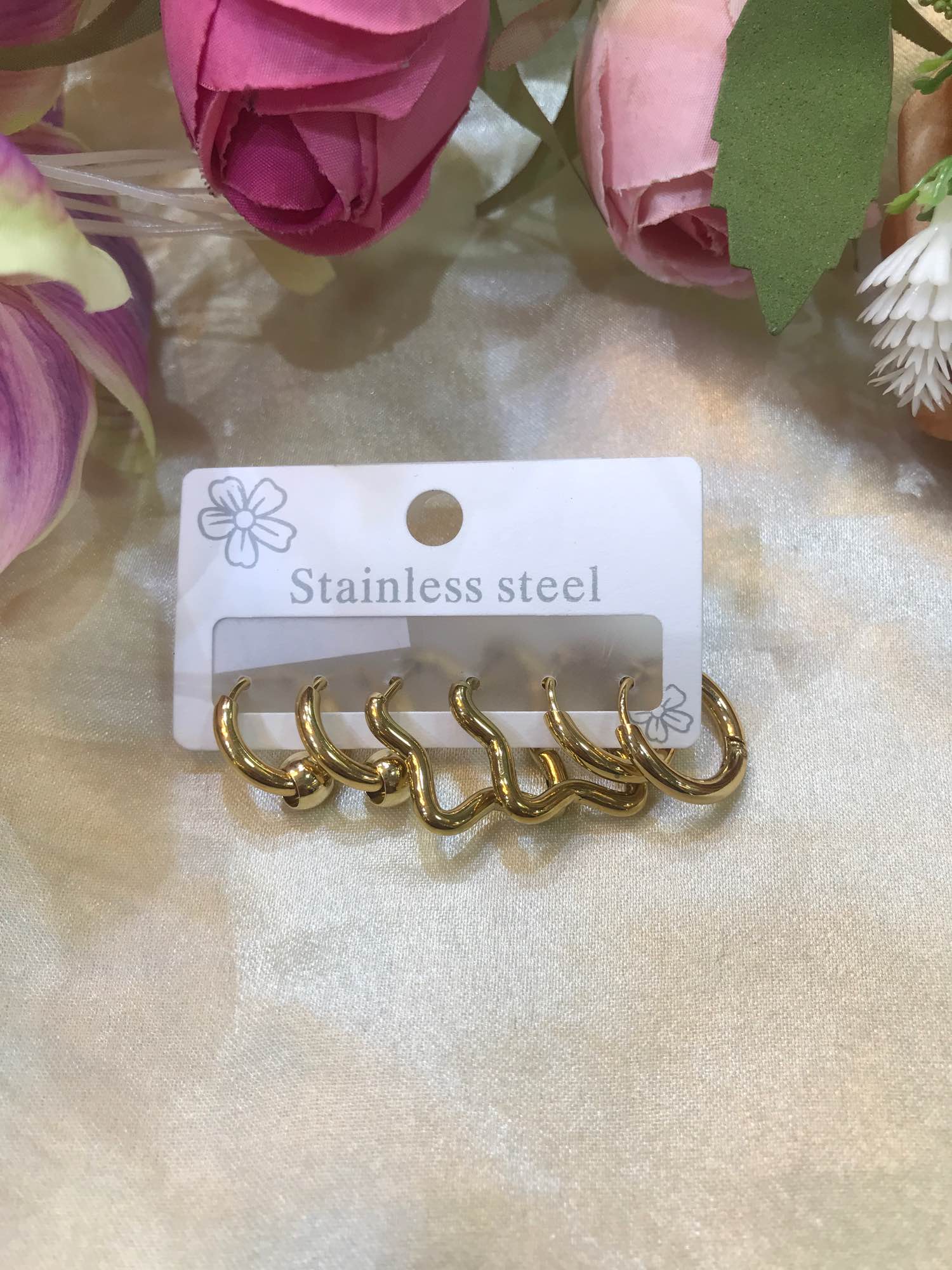 Jewels Of Nepal Gold Plated Stainless Steel Juli Earring Set For Women - Image 2