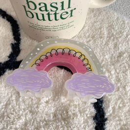 Jewels Of Nepal Colorful Rainbow Doodle Korean Hair Claw Clip For Women