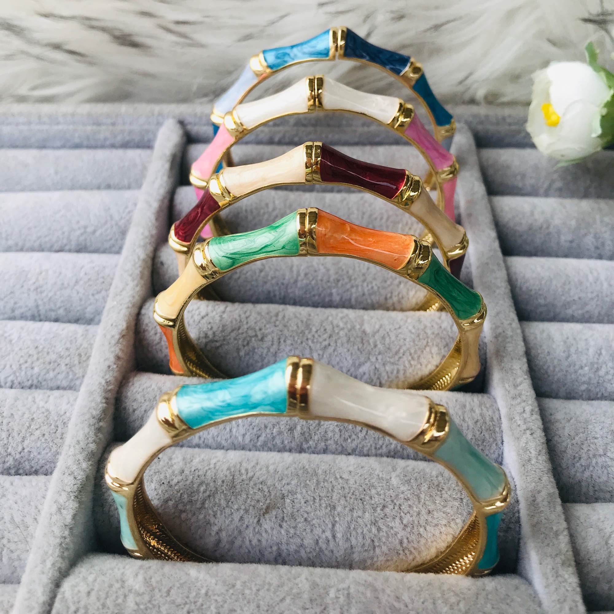 Jewels Of Nepal Stainless Steel Adjustabl Jewels Of Nepal Stainless Steel Adjustable Bamboo Bangles/Bracelet for Women e Bamboo Bangles for Women - Image 2