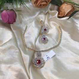 Jewels Of Nepal Australian Diamond Necklace And Earrings Set For Women