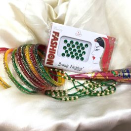 Shrawan Sagun Green, Red & Yellow Bangles / Bala / Chura and Potey Set