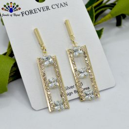 S925 Golden/Silver Stones Studded Long Earrings