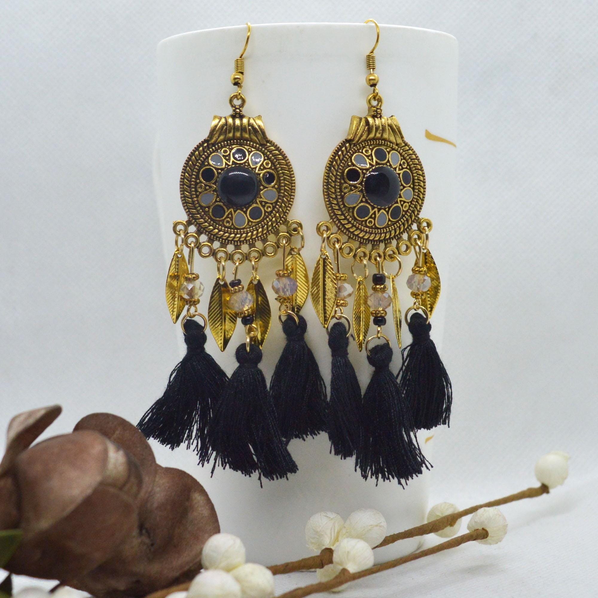 Bohemian Style Leaf Drop Tassel Earrings For Women - Image 6