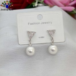 Jewels of Nepal Stones Studded S925 Faux Moti Drop Dangling Earrings For Women