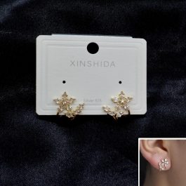 Jewels of Nepal CZ Stones Studded S925 Flower Designed Stylish C-Hoop Earrings For Women