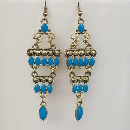 Gold/Blue Layered Danglers For Women