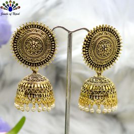 Antique Gold Toned Pinjada Earrings For Women
