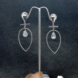 Silver Drop Shaped Cz Crystal Adorned S925 Earrings