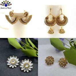 Combo Of 4 Medium Sized Traditional Style Earrings And Studs For Women