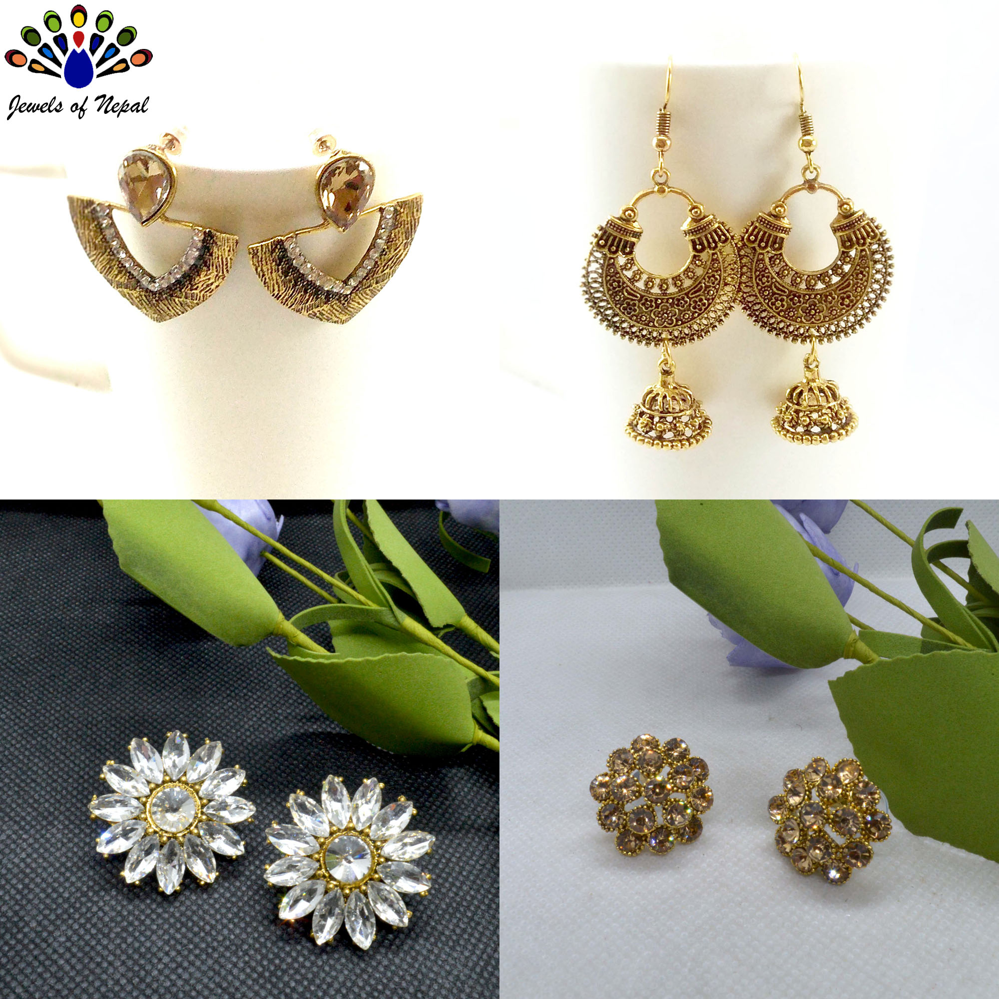 Combo Of 4 Medium Sized Traditional Style Earrings And Studs For Women