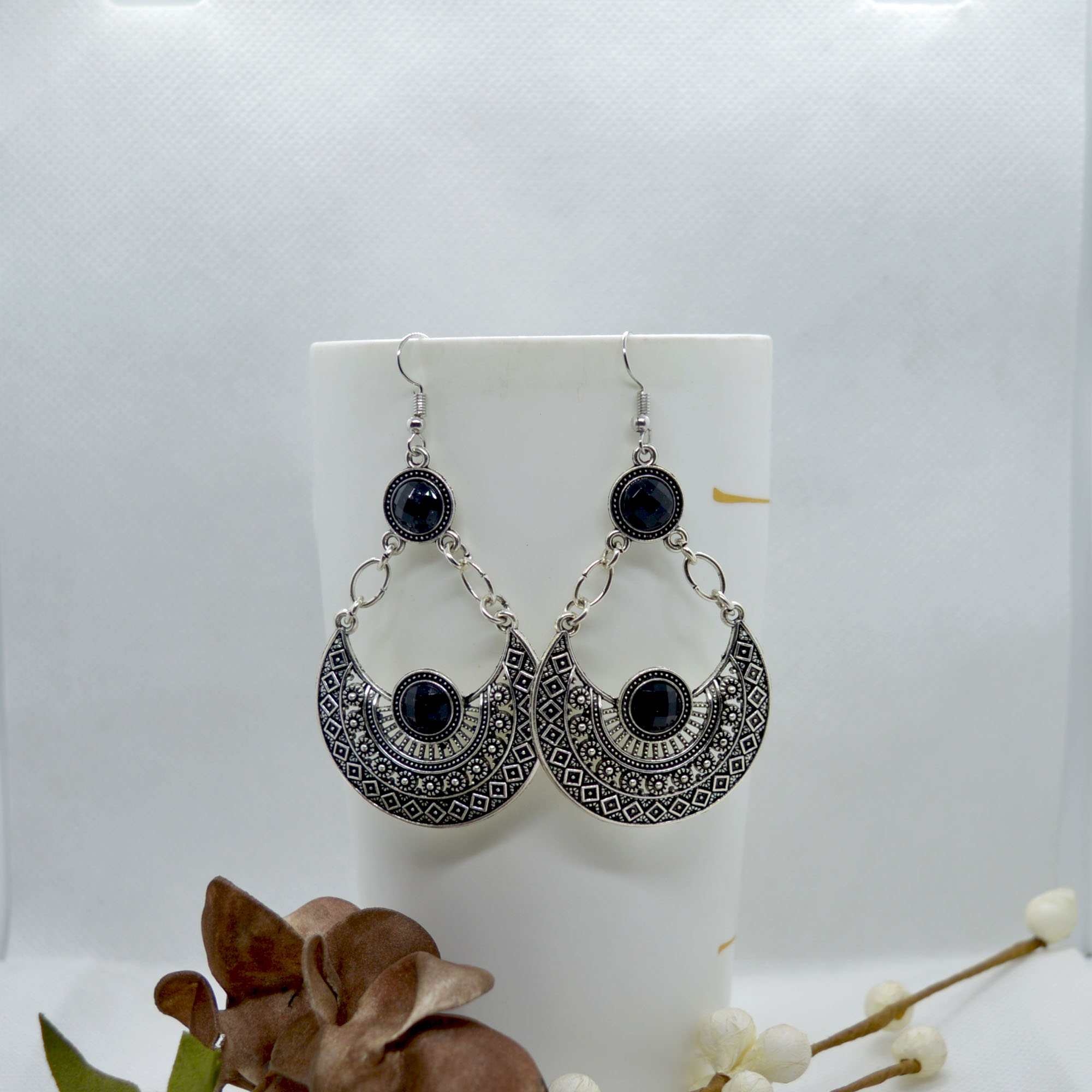 Combo of 4 Silver/Golden Stoned Long Drop Earrings For Women - Image 5