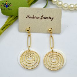 Golden/White Spiral Geometric Dangling Earrings
