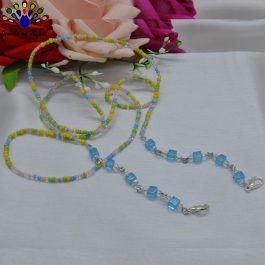 Jewels Of Nepal Multicolored Aesthetic Potey & Crystal Beaded Face Mask Holder Mala / Chain For Women
