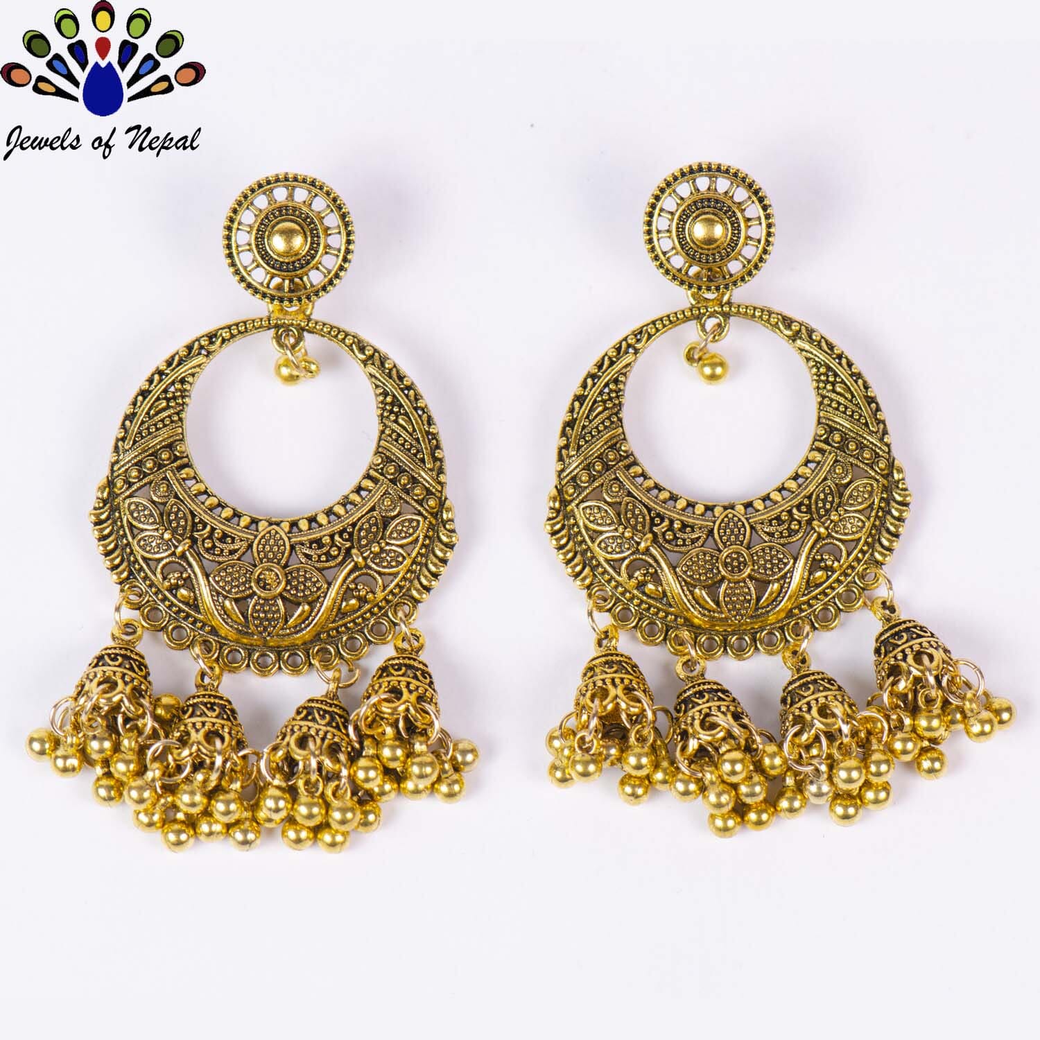 Vintage Boho Style Bell Tassel Earrings for Women- Jewels of Nepal