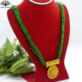 24K Gold Plated/ Green Long Potey Beaded Mangalsutra For Women