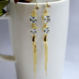 Sleek Chain Drop Stone Adorned Earrings For Women