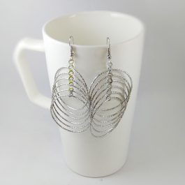 Light Silver Tone Layered Rounds Metallic Danglers