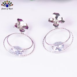 Jewels of Nepal Silver Double Circular Drop Earrings For Women