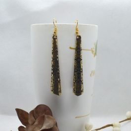 Golden/Black Leaf Designed Round Earrings For Women