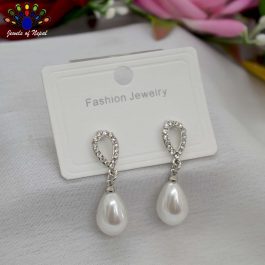 Jewels of Nepal Stones Studded S925 Faux Moti Drop Dangling Earrings For Women