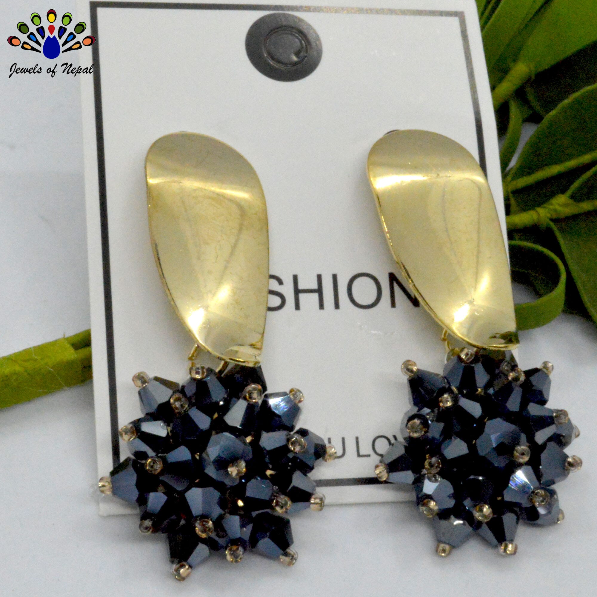 Flower Designed Faux Crystal Drop Dangling Earrings - Image 4