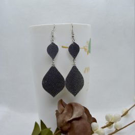 Silver Dot Patterned Leaf Style Earrings For Women