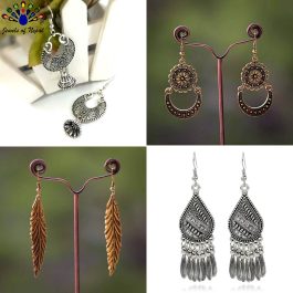 Combo of 4 Silver/Golden Stoned Drop Earrings For Women
