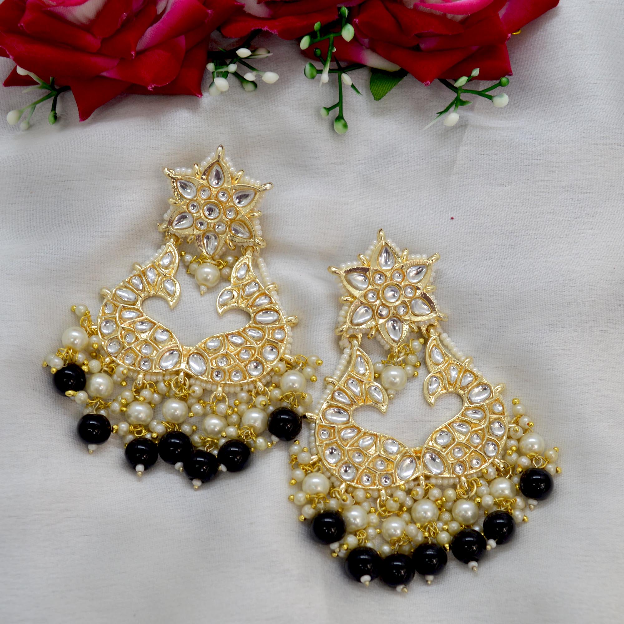 Jewels of Nepal Faux Moti & Beads Beaded Double Fish Designed Meenakari /Kundan Luxury Earrings For Women - Image 17