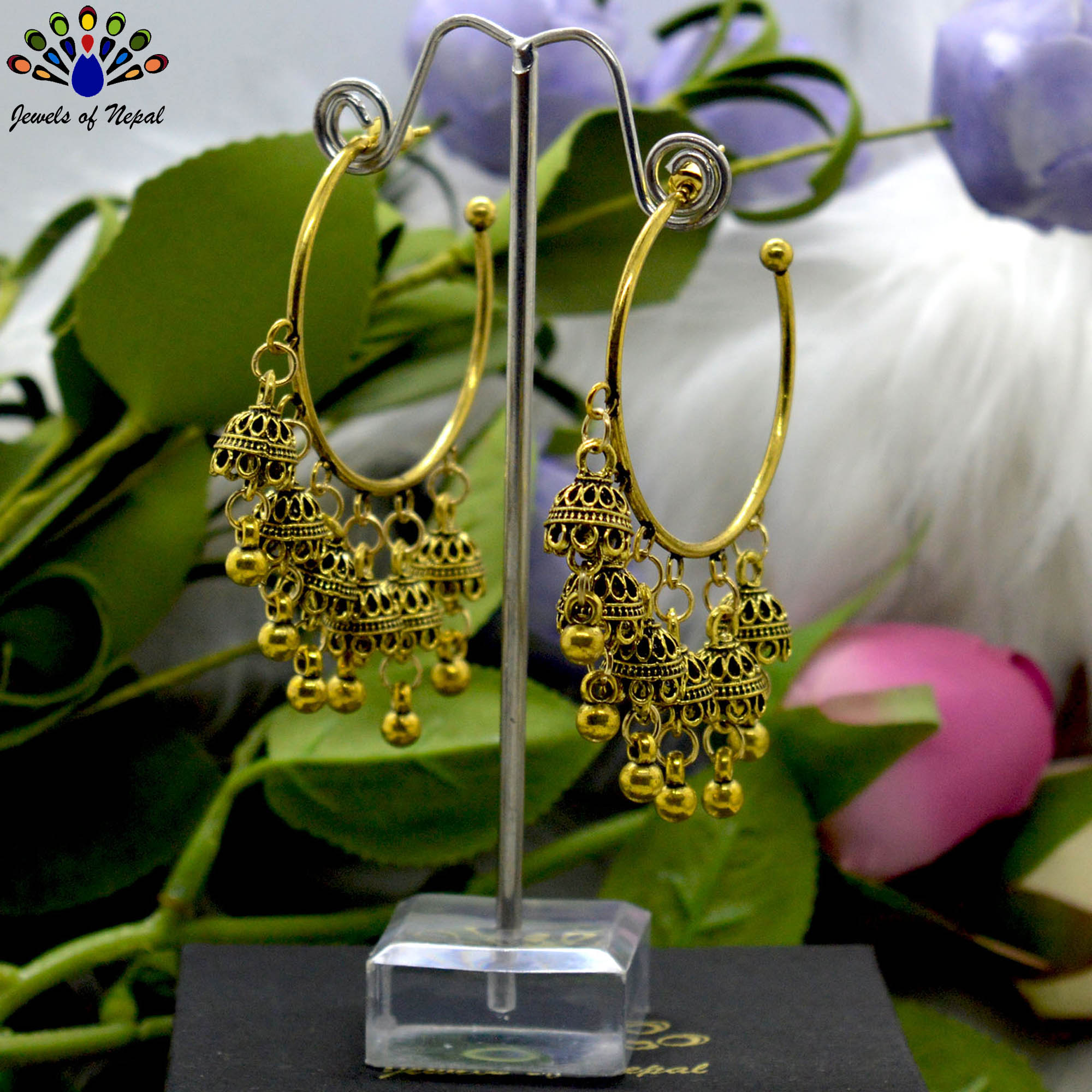Golden/Silver Vintage Gypsy Jhumka Bell Tassels Earrings For Women - Image 3