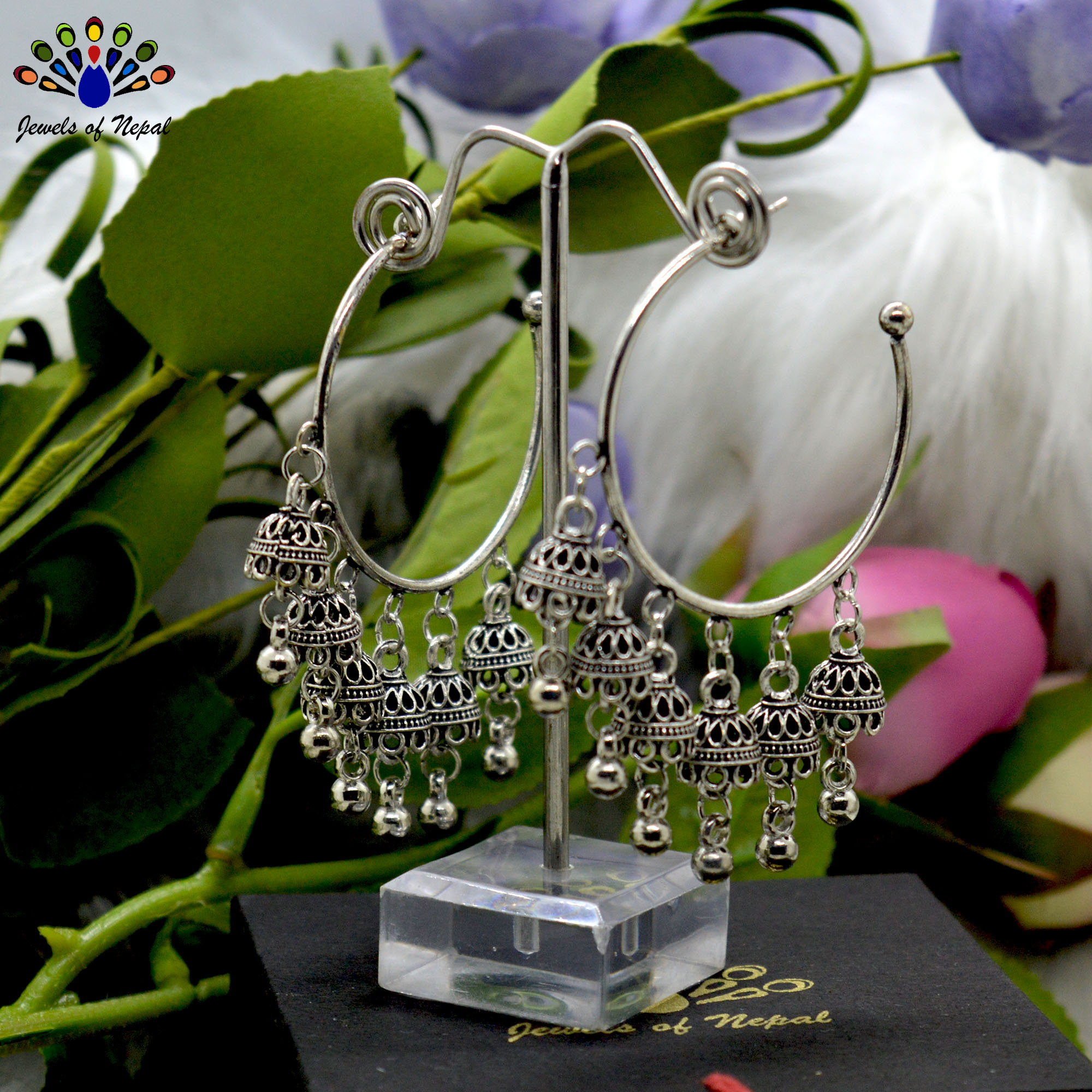 Golden/Silver Vintage Gypsy Jhumka Bell Tassels Earrings For Women - Image 7