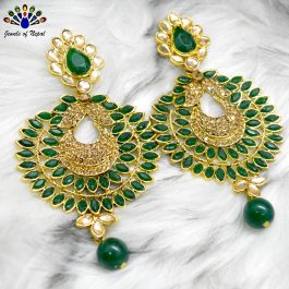 Stone Studded Chandbali Designed Statement Party Earrings by Jewels of Nepal