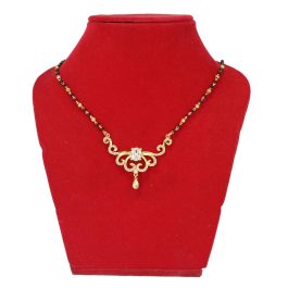 White/Black Stone Embellished Gold Plated 'Mangalsutra' Necklace For Women
