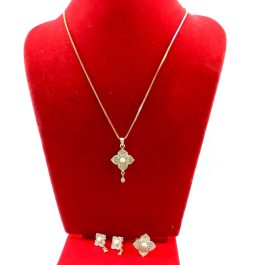 American Diamond & Pearl Embellished Floral Jewelry Set For Women