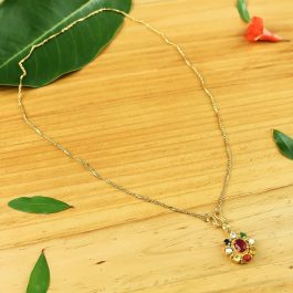 Gold Plated Faux Navratna Stones Studded Necklace For Women