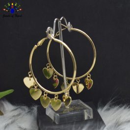 Golden/Silver Korean Hoop Style  Love Drop Earrings - Jewels of Nepal