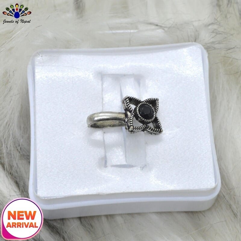 Oxidized Silver Toned Stone Clip on Nose Ring / Nathi/ Nathiya For Women- 1pc - Image 67