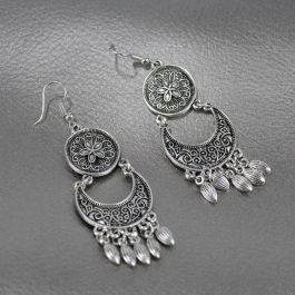 Sun Moon Shaped Curved Dangle Earrings For Women