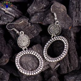 Golden/Silver Aztec Patterned Double Circular Earrings For Women