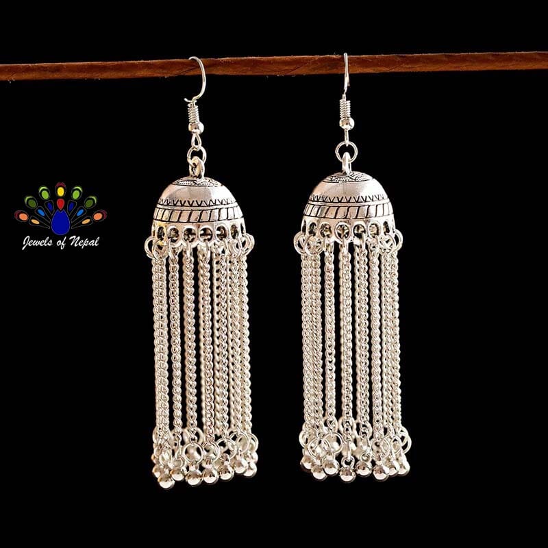 Silver/Golden Ethnic Gypsy Style Pinjada Jhumka Earrings For Women
