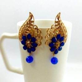 Blue Leaf Style Blue Drop Earrings