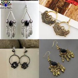 Combo of 4 Silver/Golden Stoned Drop Earrings For Women