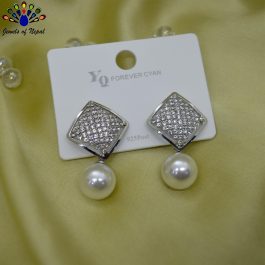 Jewels of Nepal Stones Studded S925 Faux Moti Drop Earrings For Women