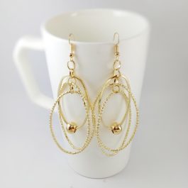 Light Gold Tone Oval Looped Metallic Danglers