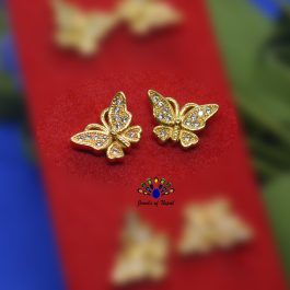 Gold Plated Stone Studded Butterfly Designed Ear Studs