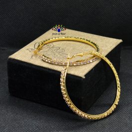 Golden/White Stone Studded Hoop Earrings