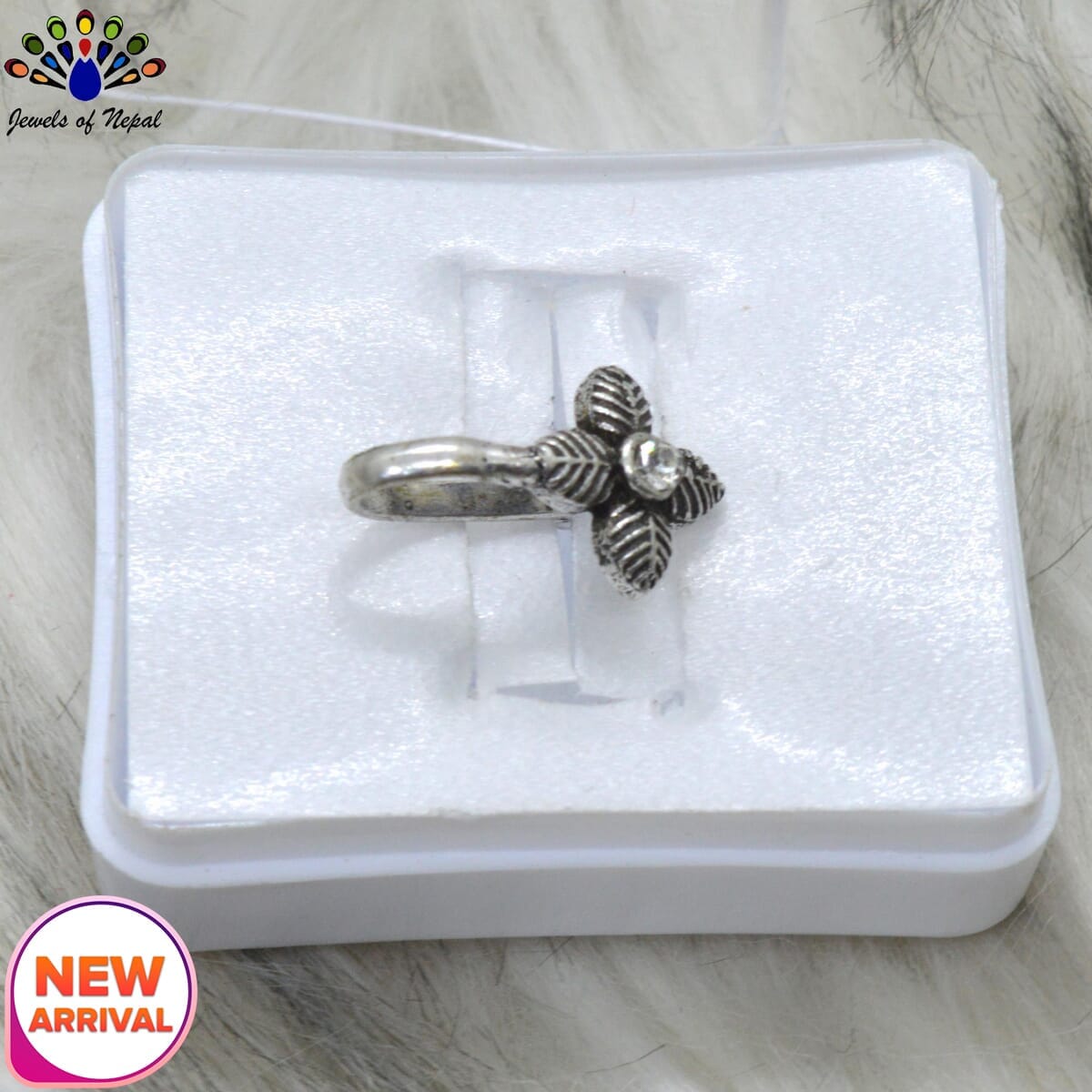 Oxidized Silver Toned Stone Clip on Nose Ring / Nathi/ Nathiya For Women- 1pc - Image 47