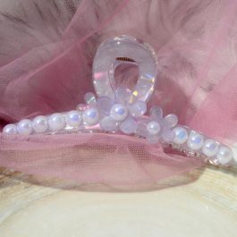 Summer Mermaid Flower & Faux Pearls Acrylic Hair Claw Clip for Women