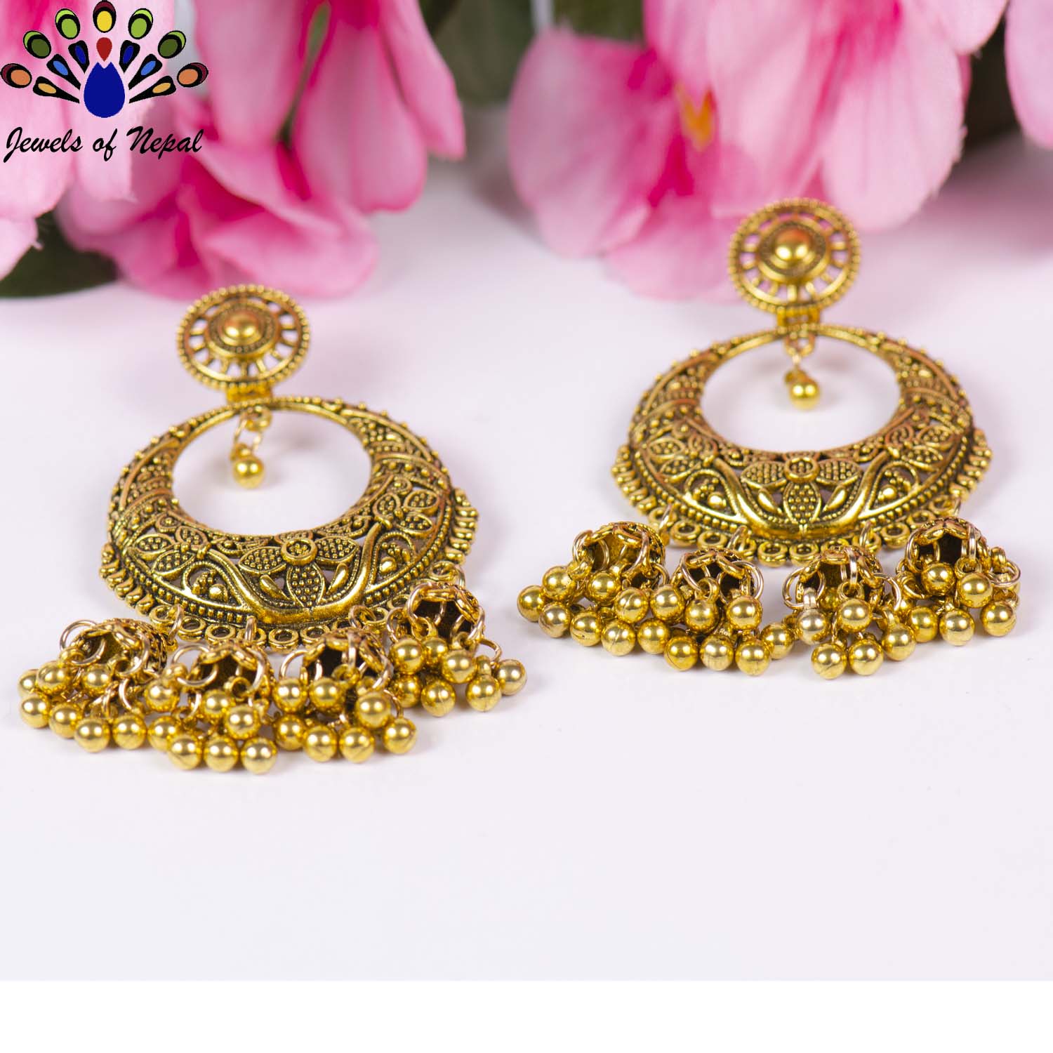 Vintage Boho Style Bell Tassel Earrings for Women- Jewels of Nepal - Image 2