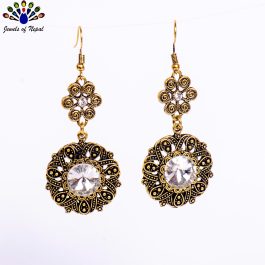 Floral Designed Round Drop Earrings For Women